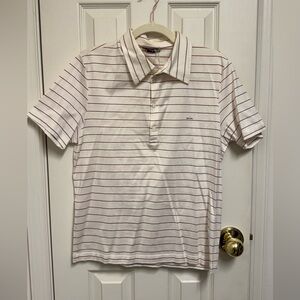 Prada White Polo with Pink Stripe Detailing